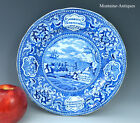 American Historic Blue Plymouth Landing Plate c 1830