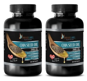 CHIA SEED OIL 2000mg - Omega 3-6-9 Nutrition (2 Bottles, 120 Softgels) - Picture 1 of 7