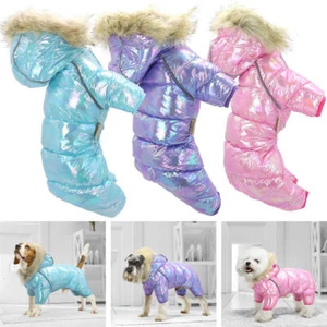 Traje de Nieve de Invierno para Perro Impermeable Cálido Mascota Abrigo Cachorro Chaqueta Mono con Capucha EE. UU. - Imagen 1 de 23