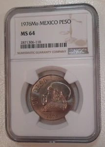1976 MO MEXICO PESO -- NGC MS 64 - Picture 1 of 2
