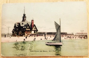 c. 1907 - 1910s SOUTH BOSTON, MA, HEAD HOUSE BEACH SAILBOAT SCENE POSTCARD - Picture 1 of 2