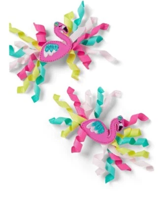 Gymboree Tropical Paradise Flamingo Curlies Curly Barrette Set NWT 2023 - Image 1 of 2
