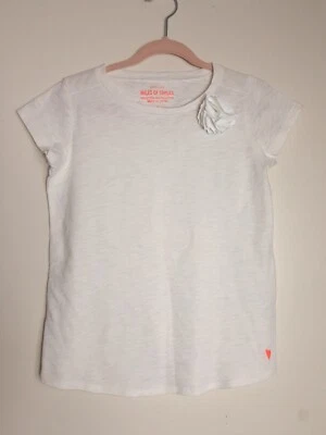 Crewcuts Girl's Size 8 White Tee Short Sleeves With Rosette  Embroidered Heart  - Image 1 of 4