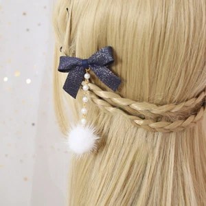 1x Lolita Lady Japanese Pompom Hair Clip Headdress Hairpin Bow Kimono Barrettes - Picture 1 of 25