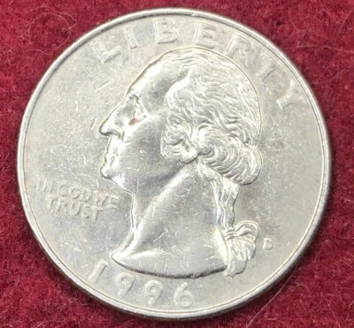 1996 Liberty D Quarter( Error Off Centered) . Very Rare #41225 - Image 1 of 2