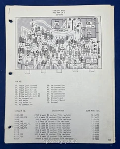 Original Fender Schematic & Parts List / Concert Bass - Picture 1 of 1