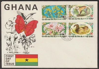 (CWF31)MALAYSIA GHANA 1972 ANIMALS & PLANTS FLOWERS FDC - Image 1 of 2