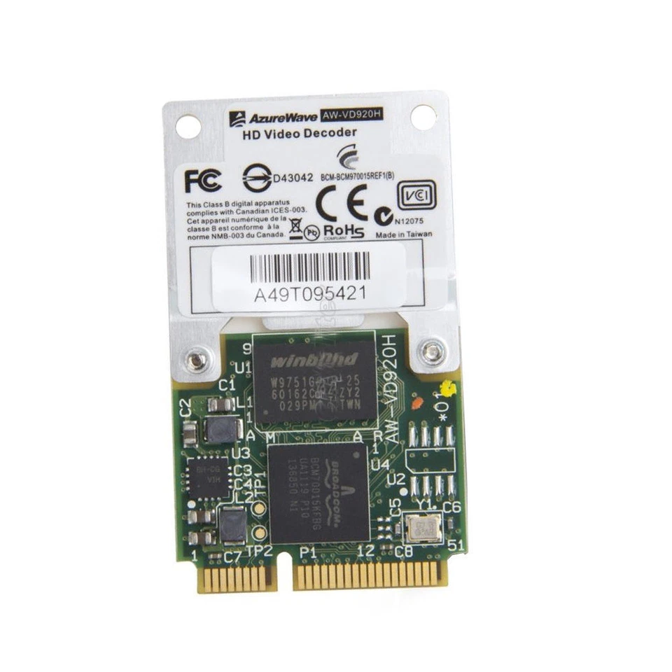Broadcom Bcm970015 Crystal HD Video Decoder Mini PCIe 1080p Aw-vd920h Card - Image 1 of 1