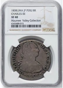 1808 CHARLES IIII SILVER 8 REALS LIMA PERU MINT - Picture 1 of 2