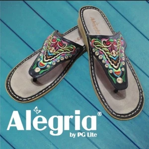 Alegria Vanessa Chrysalis Sandal Flip Flops Embroidered Black EU 40 US 9.5-10 - Picture 1 of 12