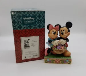 Jim Shore Disney Love In Bloom Mickey & Minnie with Flower Basket - In Box - Picture 1 of 16
