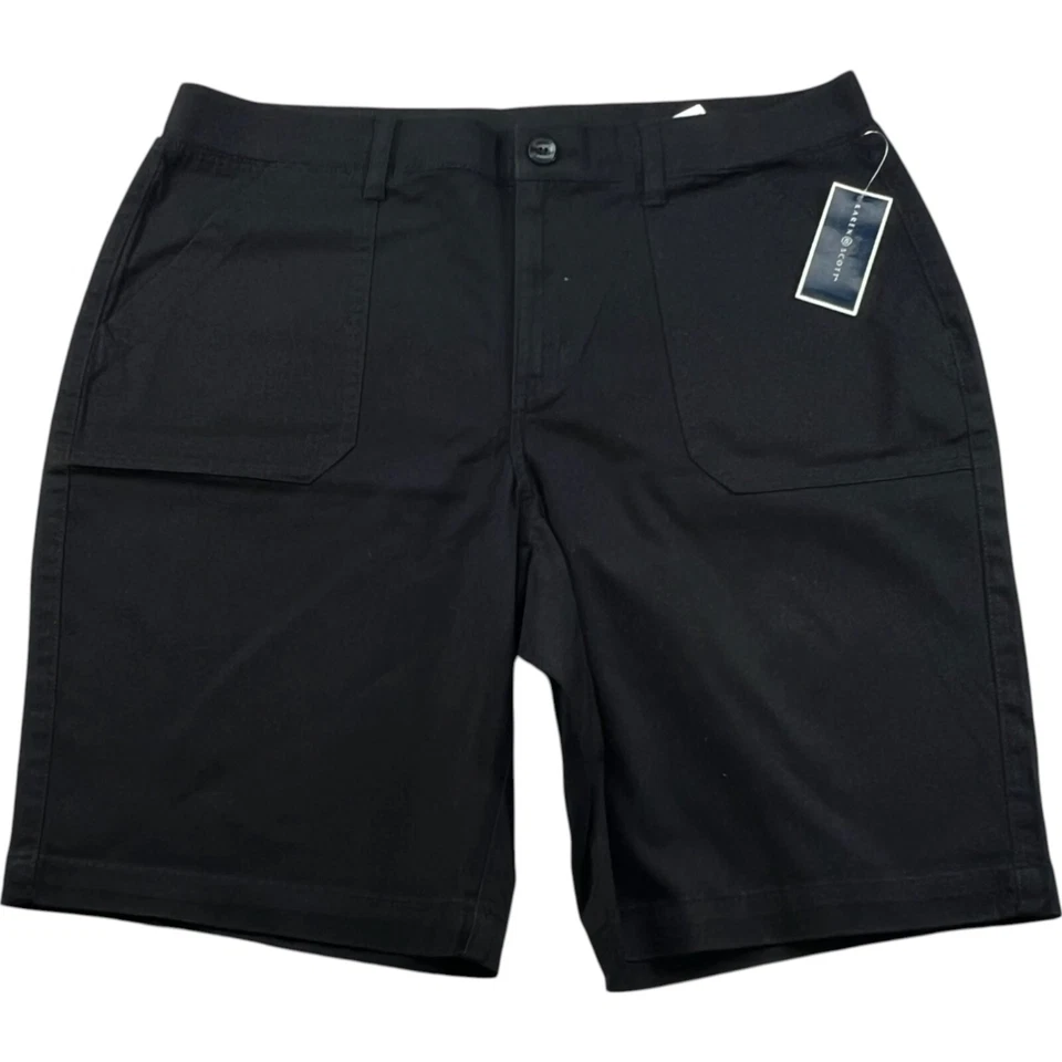 Pantalón Corto Karen Scott Mujer Talla 14 Negro Bolsillos Elastizado Nuevo Foto 1 de 4