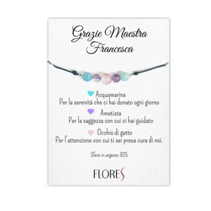 Bracciale con Pietre Naturali Regalo Fine Anno per Maestre, personalizzato - Foto 1 di 5
