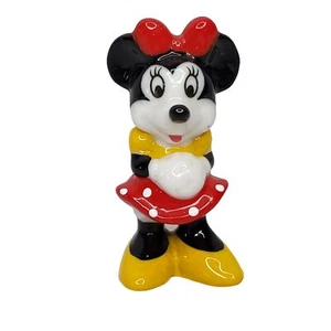 Vintage Disney Mini Minnie Mouse Ceramic Figure Red Dress Bow 2" - Picture 1 of 5