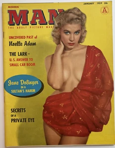 MODERN MAN Magazine (Jan 1959) CANDY BARR Eva Lynd Vintage Pinup Girlie RARE NM - Picture 1 of 10