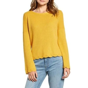 Suéter Rachel Parcell Talla Grande Mezcla de Lino Amarillo Manga Campana Blogger Favorito - Imagen 1 de 3