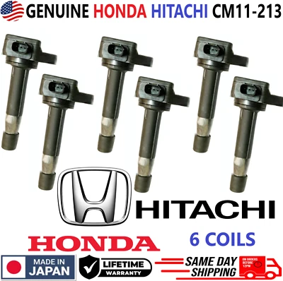 GENUINE HONDA Hitachi x6 Ignition Coils For 2008-2017 Honda & Acura 3.5L 3.7L V6 - Image 1 of 4