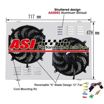 Radiator Shroud+Fan Kit For 1973-1987 Chevy C/K C10 C20 C30 K10 K20 K30 Pickup Foto 1 de 4