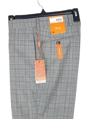 Pantalones de traje de lana elásticos ajustados Tallia para hombre crema/marrón a cuadros 40x32 nuevos con etiquetas Foto 1 de 4