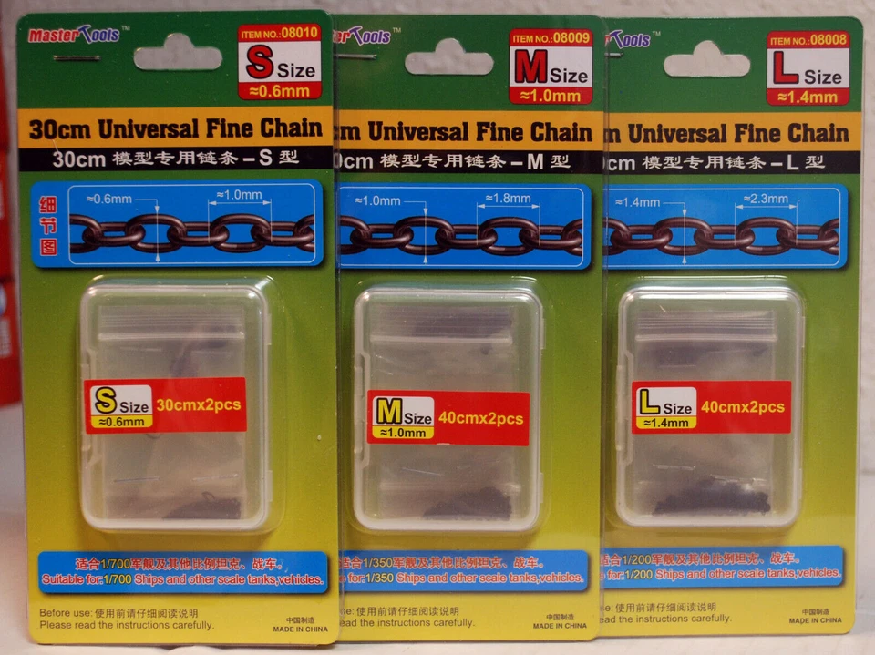 Master Tools 08008 -08010 Trumpeter Ketten von 0,6 bis 1,4 mm