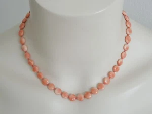 Necklace Coral Angel Skin Round Flat Drop 16.9 G/43 Cm/Ø 0.8 Cm - Picture 1 of 5