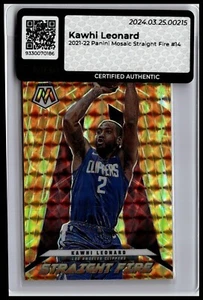 2021 - 22 Panini Mosaic Kawhi Leonard Straight Fire #14 Prizm Clippers MBA Cert - Bild 1 von 2