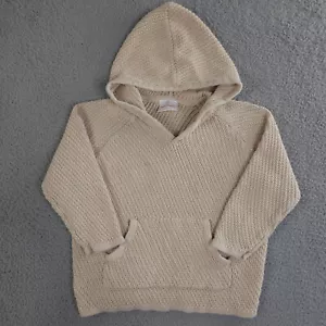 Hanna Andersson Sweater Girls 110 US 5 Beige Hoodie Hooded Knit Pullover Cotton - Picture 1 of 11