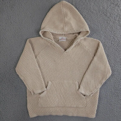 Suéter Hanna Andersson Niñas 110 EE. UU. 5 Beige Sudadera con Capucha Tejido Pullover Algodón Foto 1 de 4