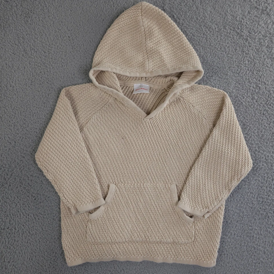 Suéter Hanna Andersson Niñas 110 EE. UU. 5 Beige Sudadera con Capucha Tejido Pullover Algodón Foto 1 de 4
