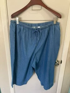 NWT Coral Bay 3X Elastic Waist Drawstring Lightweight Light Blue Jeans Capris - Picture 1 of 7