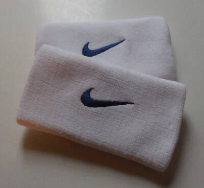 Nike Premier WristBands Doublewide Tennis 2013 White/Brave Blue 1 Pair - Image 1 of 2