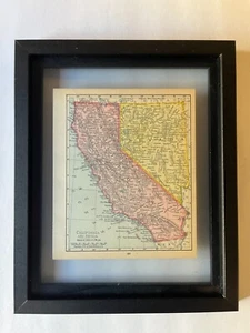1899 CALIFORNIA & NEVADA Map fm Rand McNally Atlas, Floating Frame SEE DESCRIP - Picture 1 of 4