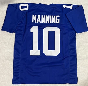 NEW  UNSIGNED CUSTOM Sewn Stitched Eli Manning #10 Blue Jersey - XL - Picture 1 of 3