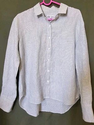 Nueva Camisa Reformation de Lino a Rayas en Azul y Blanco Talla S Foto 1 de 4