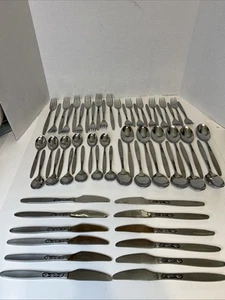 Vintage MCM Amefa Edelstahl Besteck Tulpenzeit Holland Menge 59 (12 Sets -1 Gabel) - Bild 1 von 21