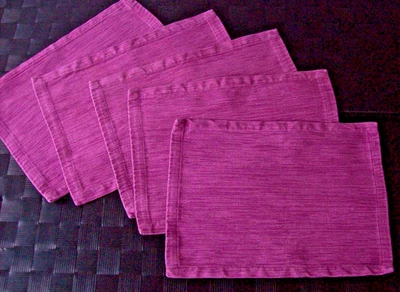 Crate & Barrel Textured Cotton Grasscloth Placemats (5)~Violet~14 in x 19 in - Image 1 of 4