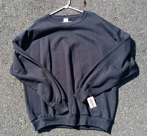 Vintage NWT Jerzees Black Blank 2X Crewneck Sweatshirt Made In USA Mens - Picture 1 of 8