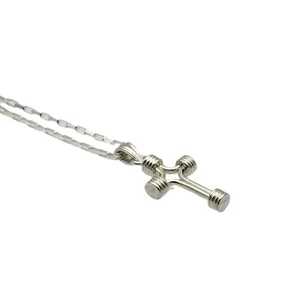 Sterling Silber Röhren Kreuz Halskette 1,7 mm breit 20 Zoll Kette 24,25x15 mm - Bild 1 von 6