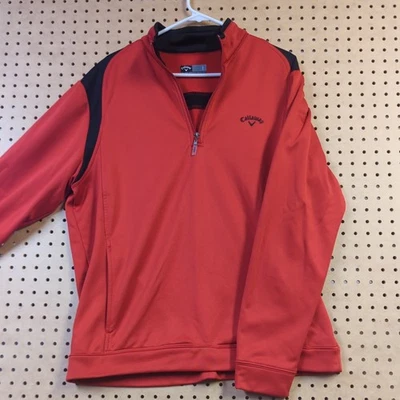 Pullover Callaway Para Hombres L Rojo Cuarto Cremallera Golf Térmico Polar Forrado Bolsillos Foto 1 de 4