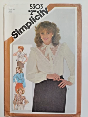 Simplicity 5303 Blouse Shirt Sewing Pattern Ladies 10 UC Ruffle Button Front - Image 1 of 4
