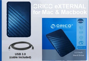 1TB External Hard Drive for Mac, Windows, & Linux  Portable Macbook Laptop Orico - Picture 1 of 4