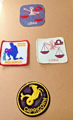 VTG 4 Patch 70s Hippy Astrological Zodiac 2 Libra, Capricorn, Aquarius Unused - Image 1 of 2