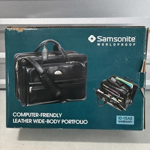 SAMSONITE WORLDPROOF LEATHER Wide Body PORTFOLIO *NOS* - Bild 1 von 14
