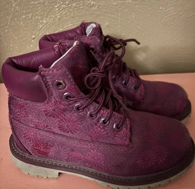 Timberland Borgoña Floral Botas de Senderismo Niña’s Talla 12.5 Juvenil  Foto 1 de 4
