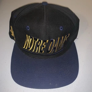 Vintage 90s University Norte Dame Fighting Irish 2 Tone Top Of The World Hat Cap - Picture 1 of 7