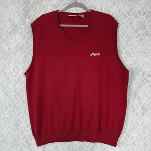 Rare Vtg 90s Cleveland Indians Sweater Vest Men XL Red Pima Cotton MLB Baseball - Picture 1 of 11