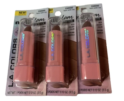 LA Colors C68990 Nude Glam Lipstick Bare With Me-Brand New- Lot Of  3 - Image 1 of 2