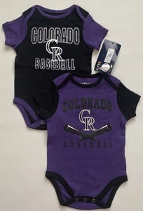 MLB Colorado Rockies Baby Boys 2 Piece Bodysuits Set Purple/Black Size 3/6months - Picture 1 of 7