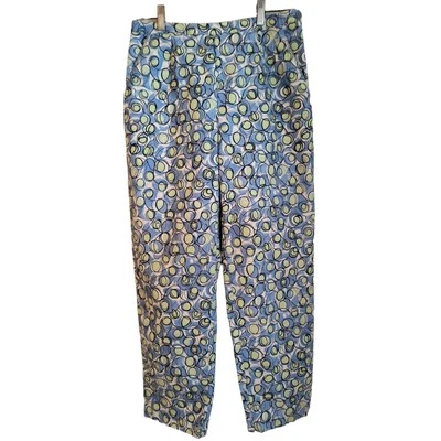 Talbots Petite Ankle Pants Women's Size 10P Blue Print Stretch Side zip Pockets - Image 1 of 4