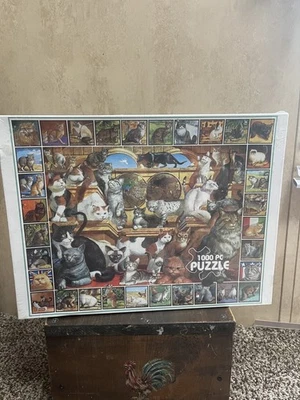 Novo quebra-cabeça Sealed The World of Cats 1000 peças montanha branca 24 x 30" - Imagem 1 de 3